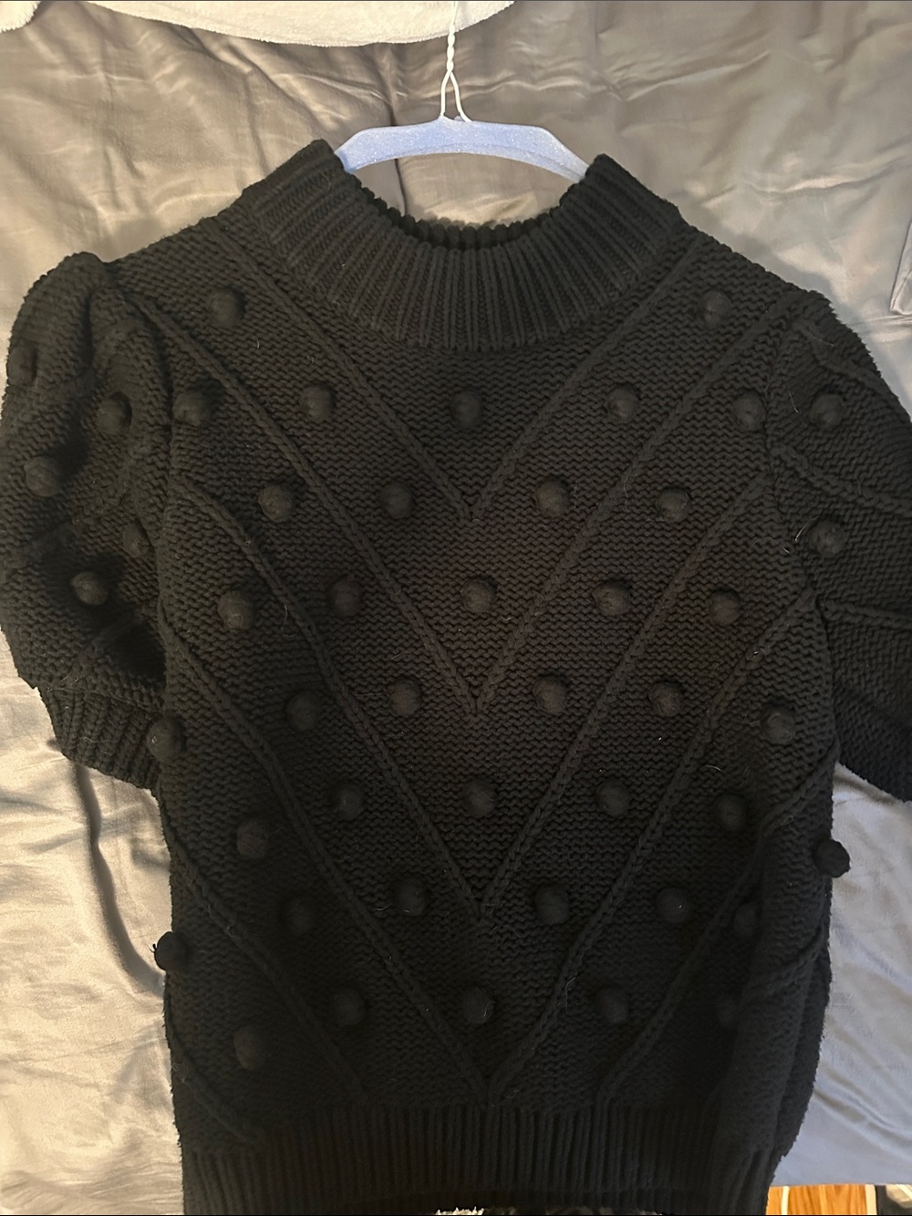 English Factory Black Pom-Pom Knit Turtleneck Sweater